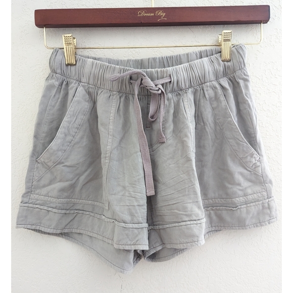 fab'rik Pants - Fab'rik Gray Tencel Drawstring Pocket Shorts